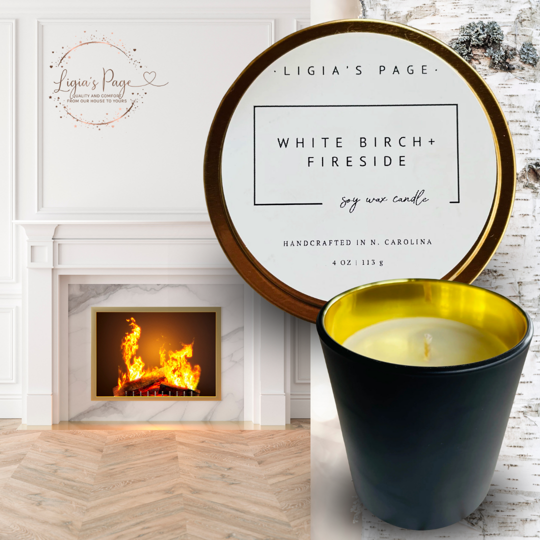 White Birch and Fireside Candle