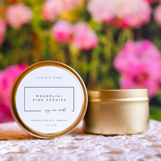 Magnolia and Pink Peonies Candle