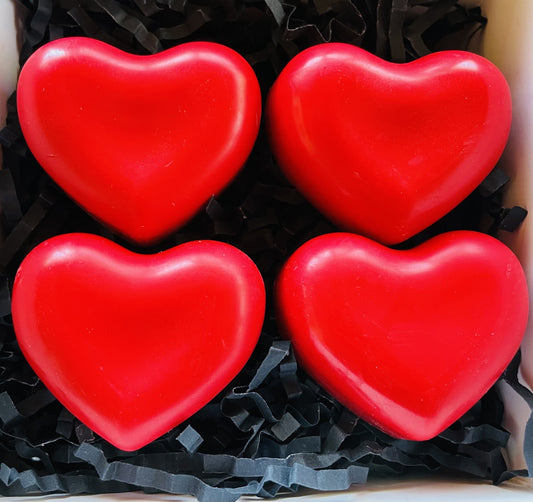 Red Heart Shaped Soy Wax Handmade Melts - Rose Petals Fragrance