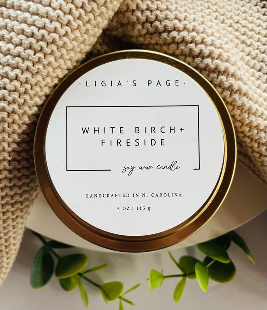 White Birch and Fireside Candle